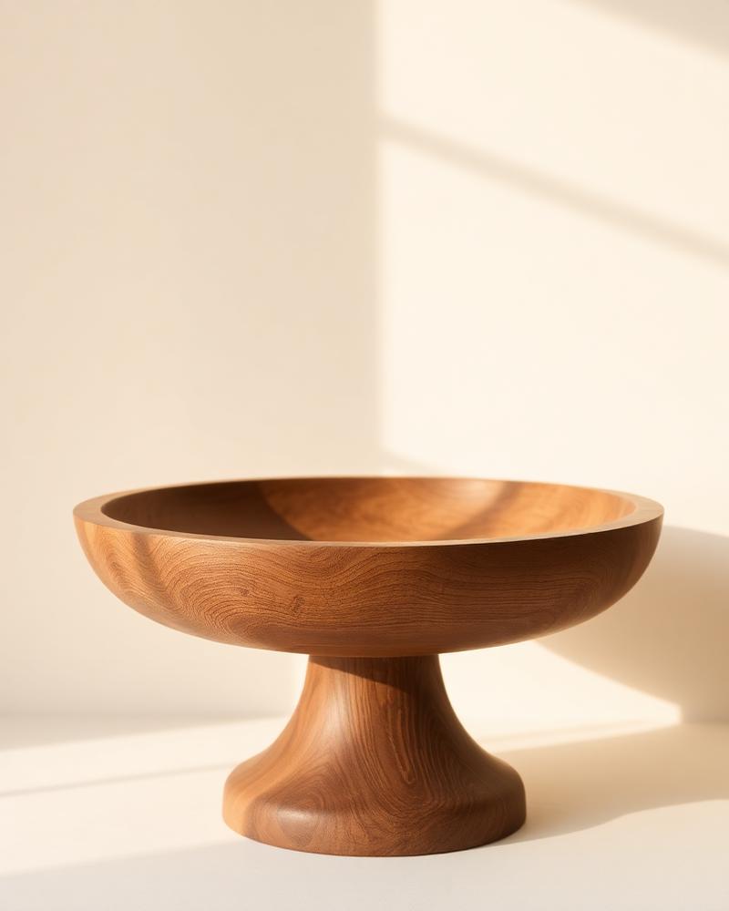 Turned Oak Pedestal Bowl